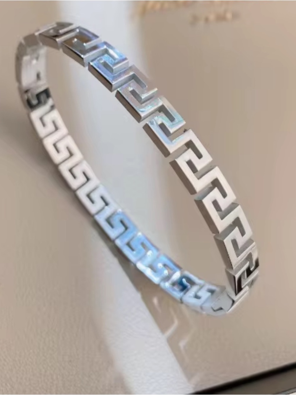 Fashion Jewelry Silver Greek Key Bangle Bracelet